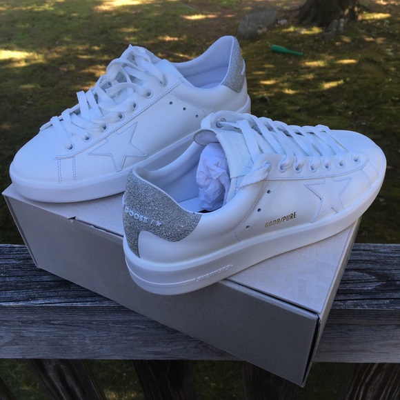 Golden Goose Pure Star White/Glitter Heel 38 NIB - Picture 1 of 6